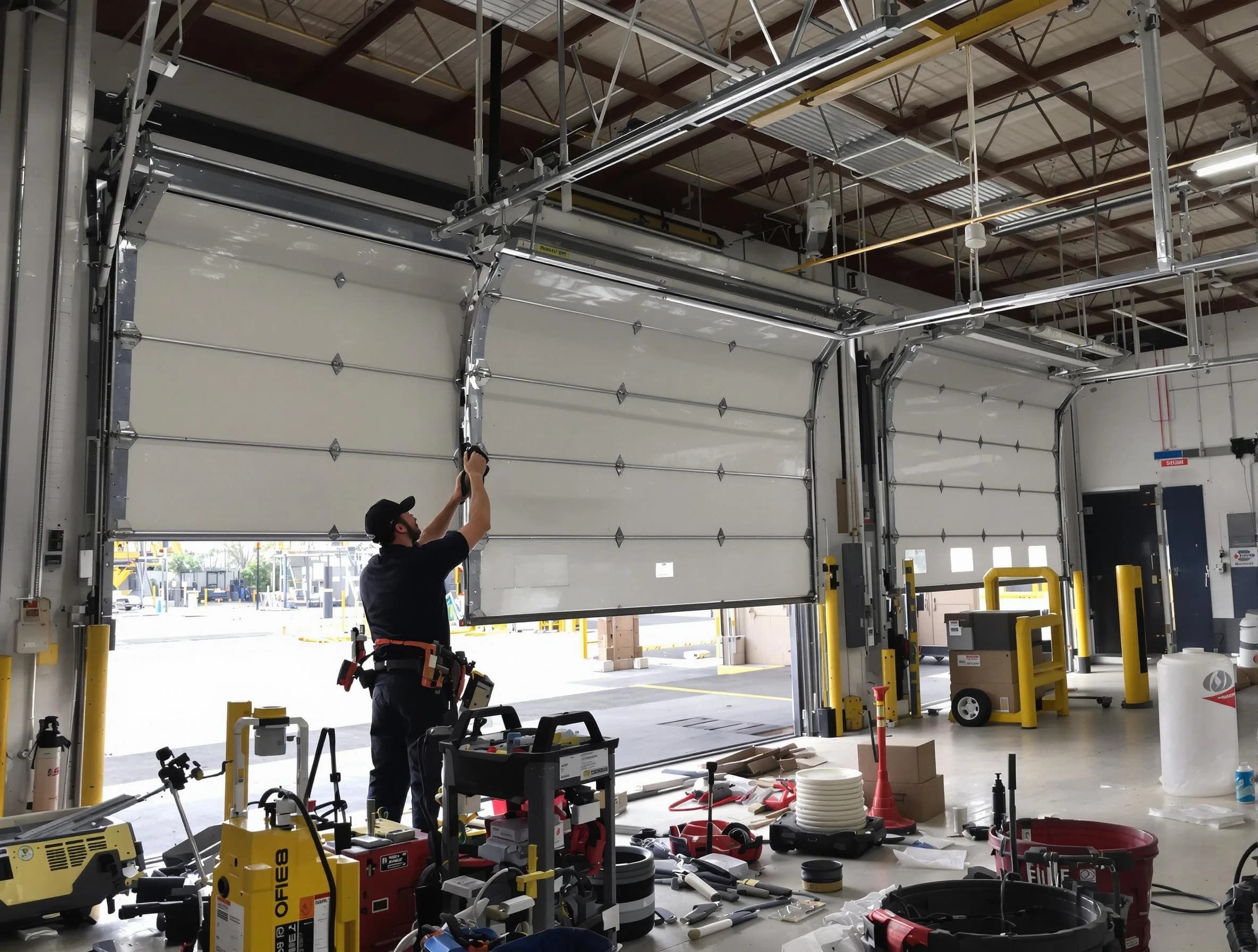 Calera Garage Door Repair technician performing commercial garage door repair in Calera