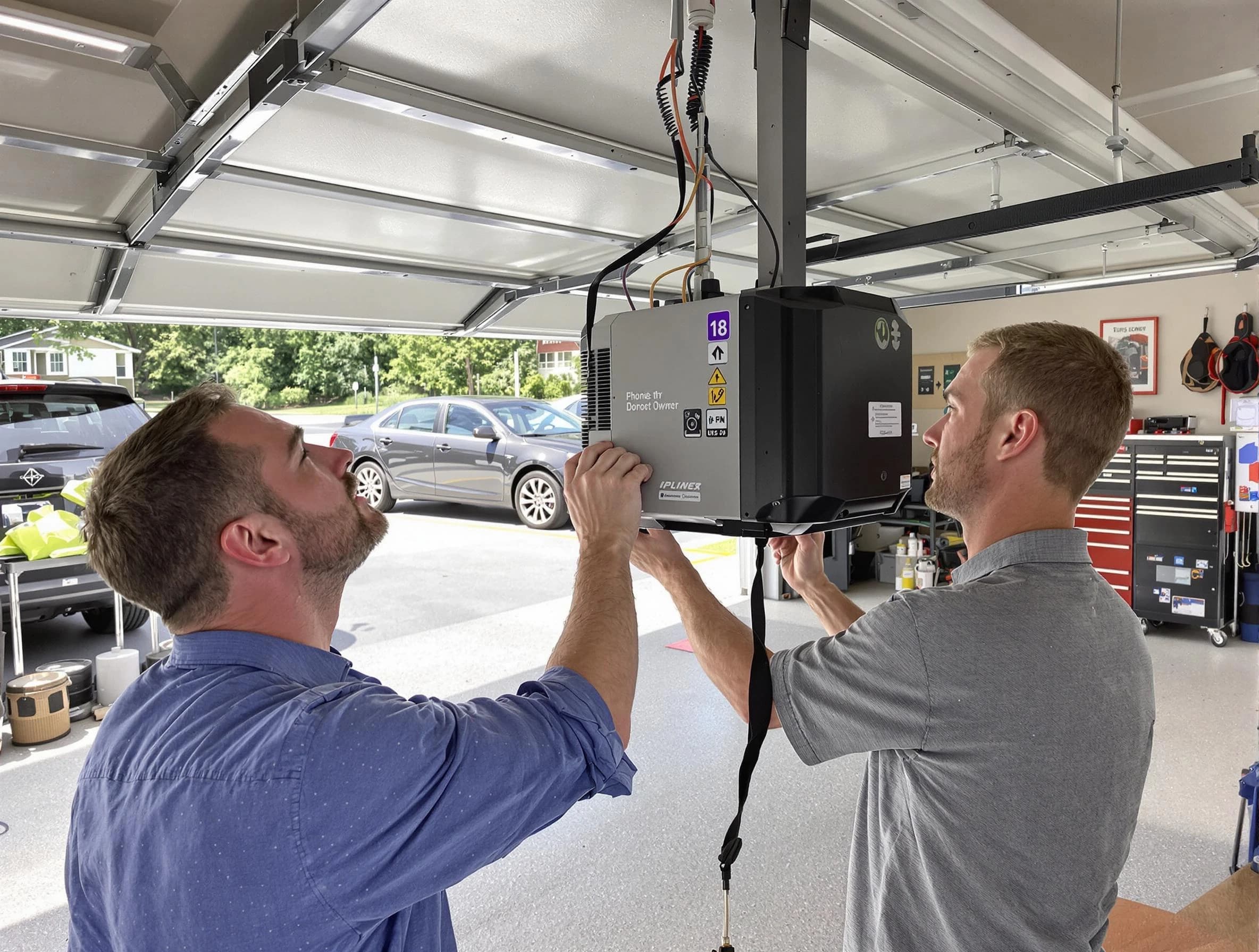 Calera Garage Door Repair technician installing garage door opener in Calera