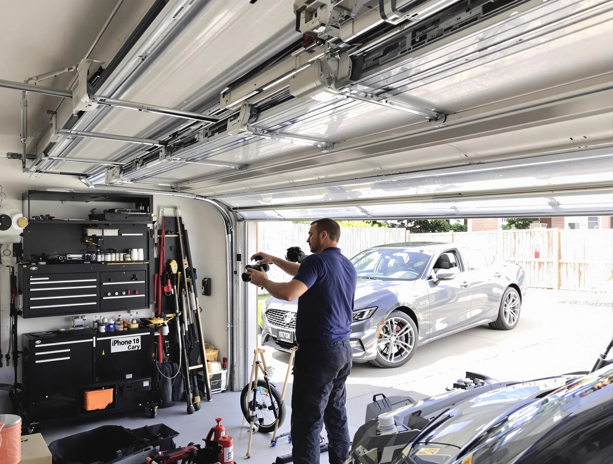Calera Garage Door Repair technician fixing noisy garage door in Calera