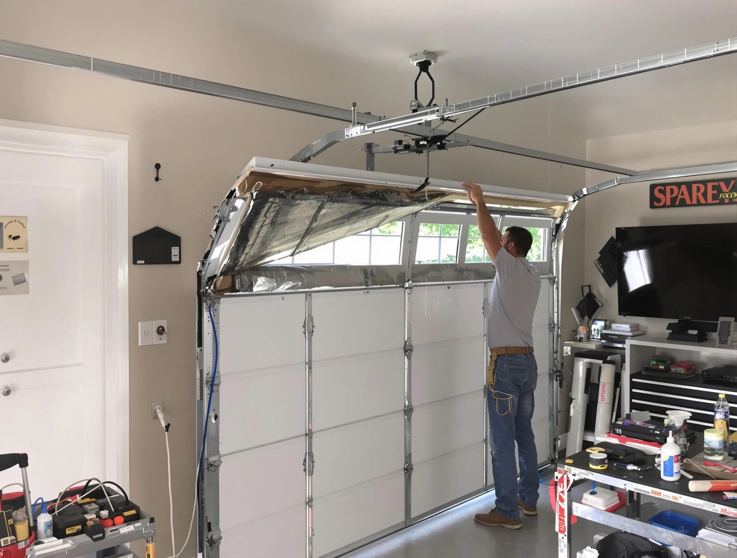 Garage door section replacement by Calera Garage Door Repair in Calera