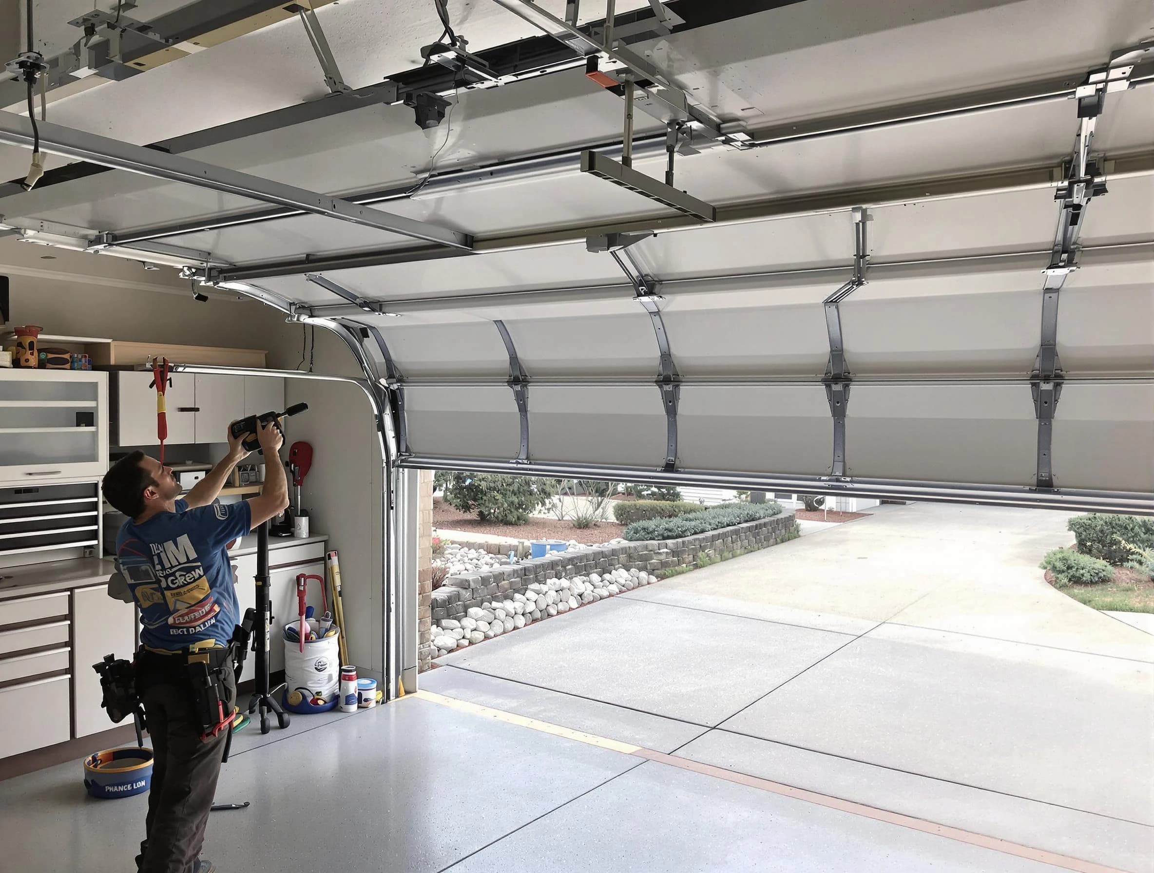 Garage door track repair service by Calera Garage Door Repair in Calera