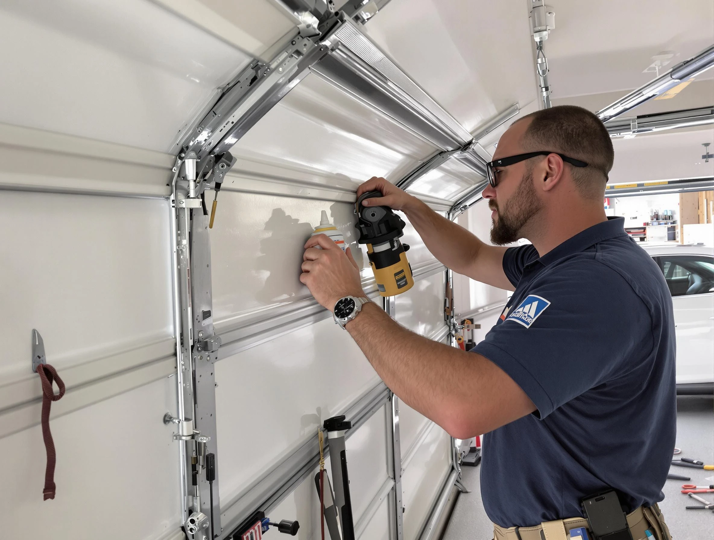 Calera Garage Door Repair technician quieting a noisy garage door in Calera