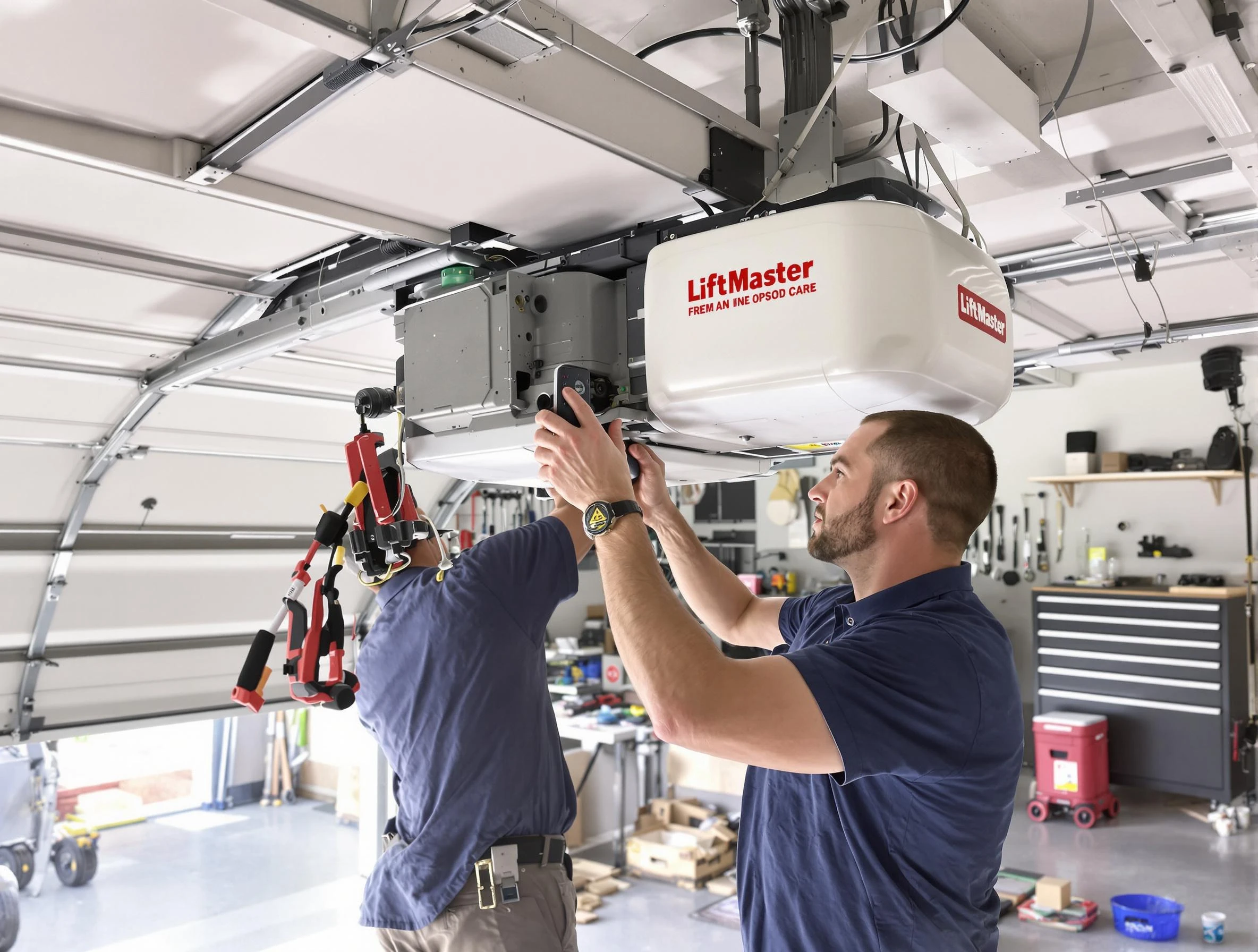 Calera Garage Door Repair technician performing advanced diagnostics on garage opener in Calera